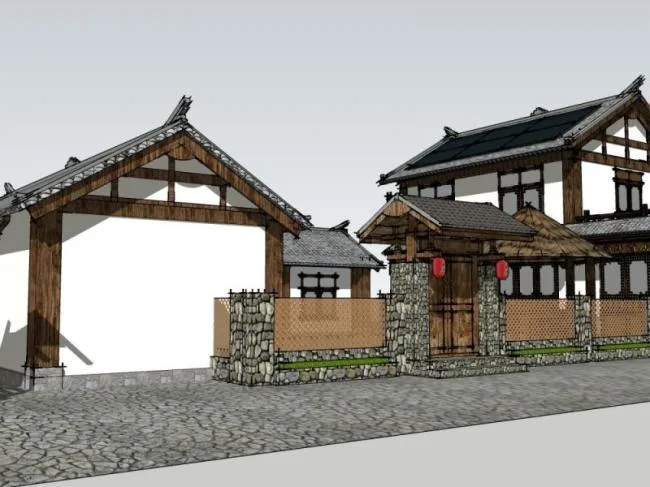 Sketchup Hotel Model | Multi story Homestay, Chinese Style, Hotel Architecture