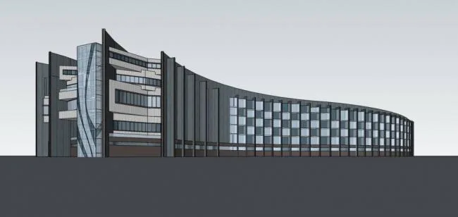 Sketchup Hotel Model | Multi story Curved Hotel, Modern Style