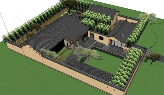 Sketchup Business Model | Farmhouse, Chinese Style, Commercial Architecture
