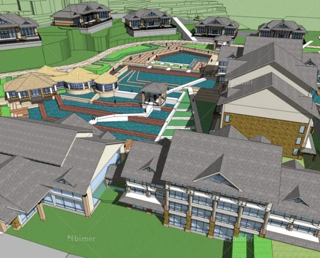 Sketchup Hotel Model | Saint Sarah Tourist Resort Center, Hotel, Clubhouse, Marina, Apartments