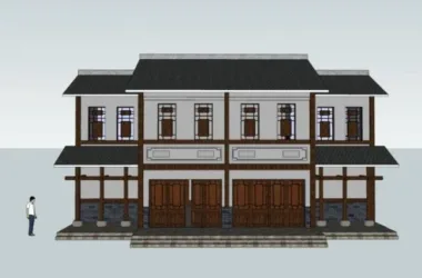 SketchUp Residential Models: Multi-Story Buildings in Traditional Chinese Style-BIM WORLD