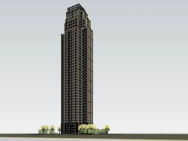 Sketchup Residential Model | Super high-rise residential building, modern style, 45 floors
