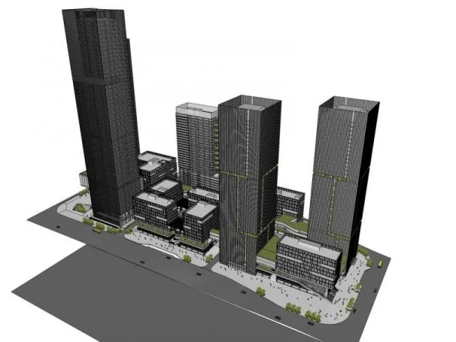 Modern Super High-Rise Office Building Model in SketchUp