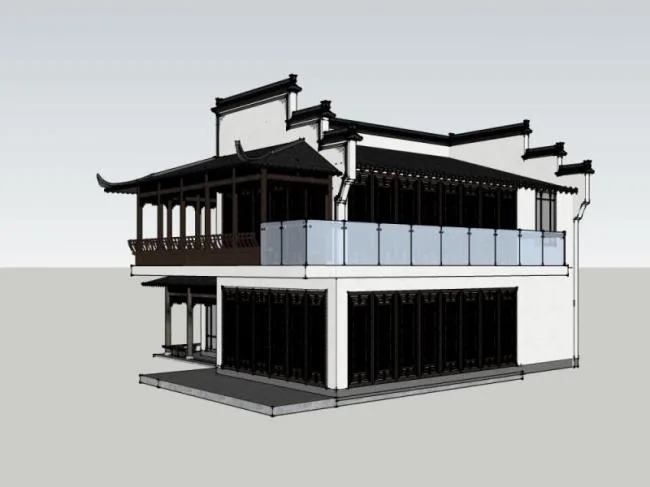 Chinese-Style Solo Villa Model in SketchUp