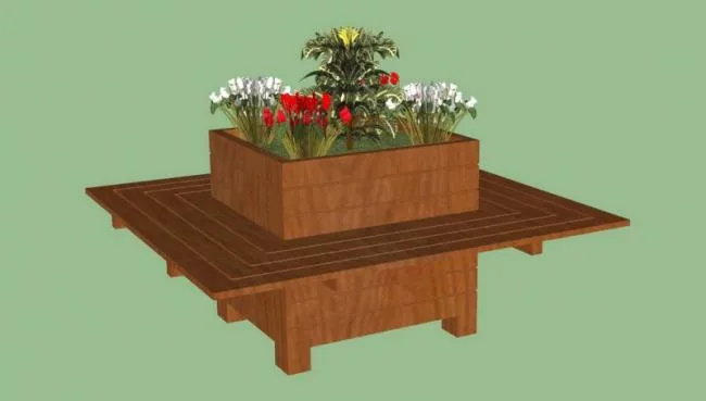 Sketchup Material Model | Flower Pool Seating Chair Landscape Material Component
