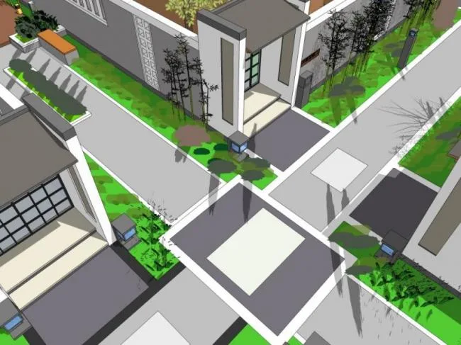 Sketchup Landscape Model | Community Landscape, Residential Landscape, Chinese Style