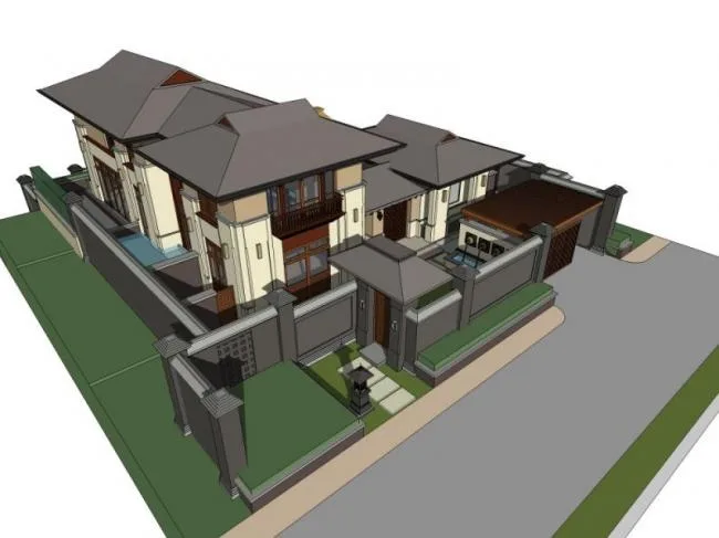 Sketchup Villa Model | Solo Villa, Modern Style