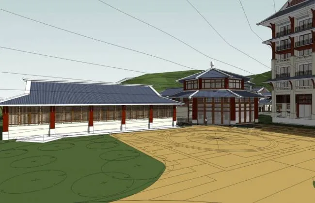 Sketchup Hotel Model | Xinyi Lotus Villa, Multi story Hotel Clubhouse, Chinese Style