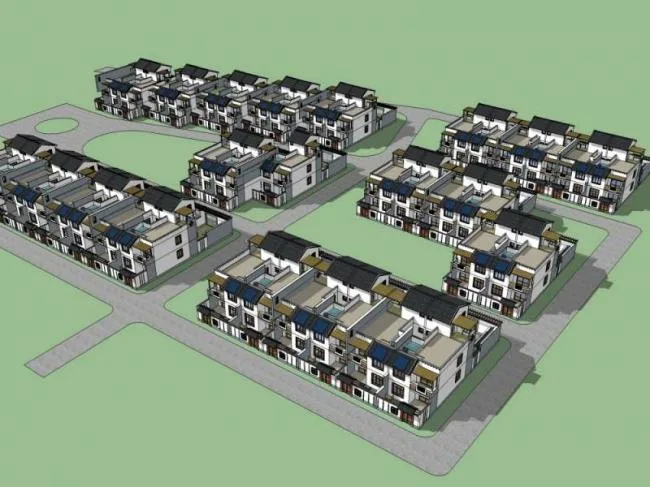 Sketchup Villa Model | Villa Cluster, Chinese Style
