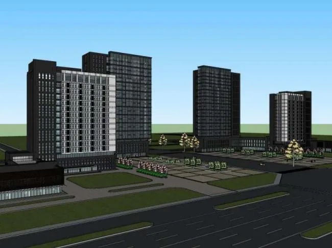 Sketchup Office Model | High rise Electronic and Electrical Industry Park Research Building, Office Building, Modern Style