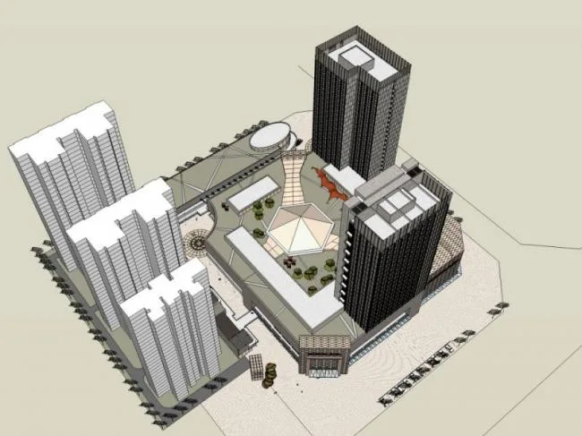 Sketchup Complex Model | Super High rise Commercial Complex, Modern Style