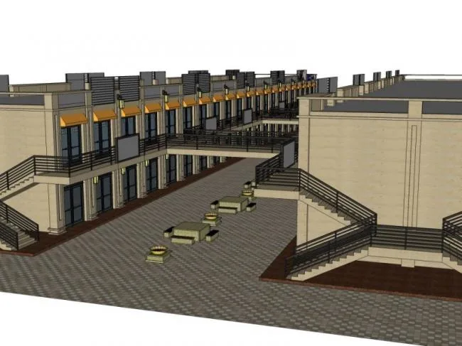 Sketchup Business Model | Low rise commercial pedestrian street, neoclassical style
