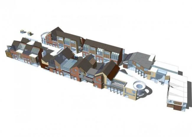 Sketchup Business Model | Multi story Commercial Street, British Style