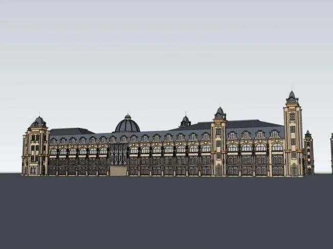 Sketchup Business Model | Multi story Commercial Street, Classical Style