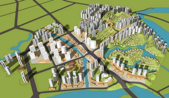 Sketchup Planning Model | Multi level Hybrid, Planning Block Analysis, Modern Style