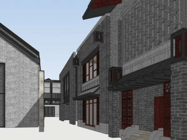 Sketchup Business Model | Multi story Commercial Street, Chinese Style