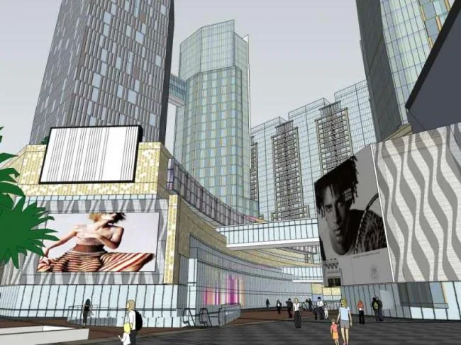 Sketchup Complex Model | Super high-rise office building, ground floor commercial, complex, modern style