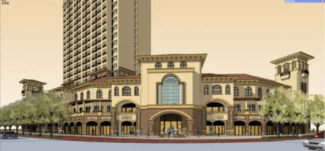Sketchup Residential Model | High rise residential, hotel, ground floor commercial, classical style, Tuscany
