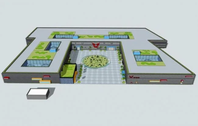 Modern Multi-Story Small Office Building Model in SketchUp