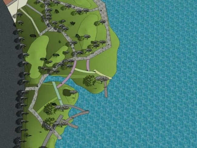 Sketchup Landscape Model | Lakeside Landscape, Waterfront Landscape, Modern Style