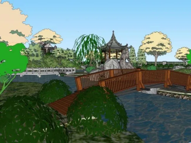 Sketchup Landscape Model | Landscape Architecture, Chinese Garden, Chinese Style