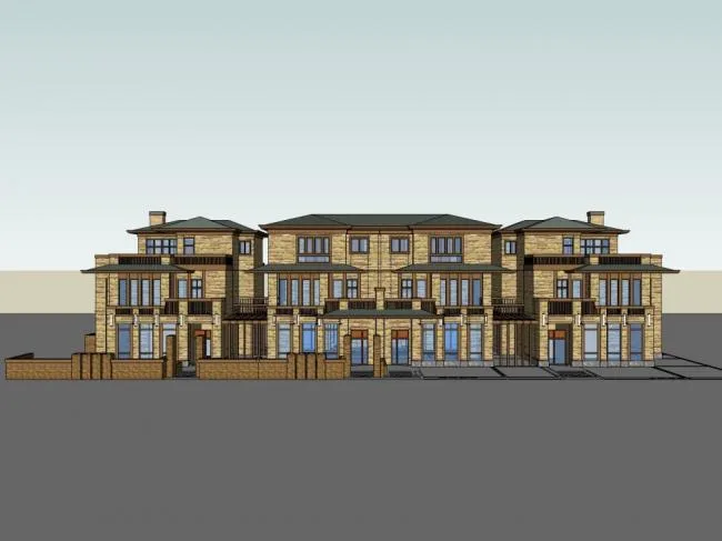 Sketchup Villa Model | Four piece Villa, Classical Style
