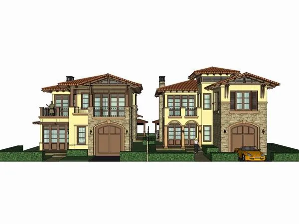 Sketchup Villa Model | Twin Villa, Classical Style