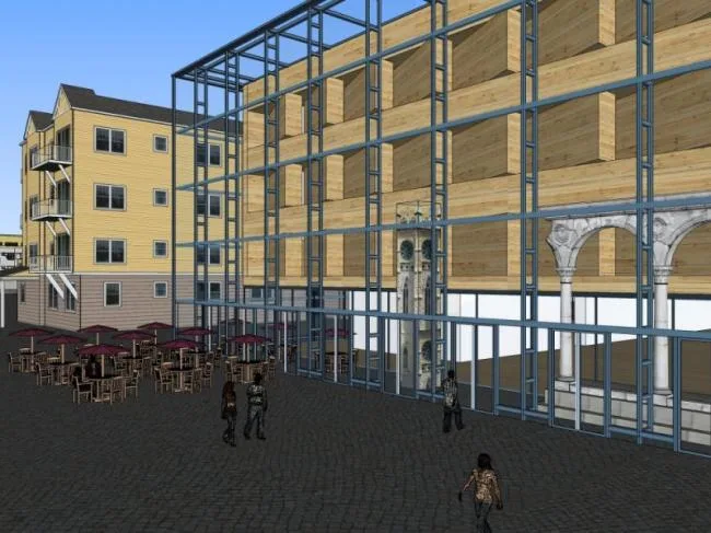 Sketchup Business Model | Multi story Commercial Street, Modern Style