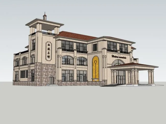 Sketchup Residential Model | Multi story Xixi Mansion Clubhouse, Residential, European Classical Style