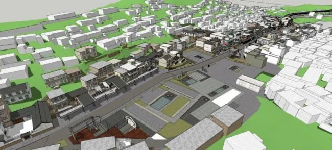 Sketchup Business Model | Multi story Commercial Street, Modern Style