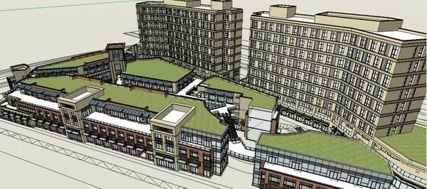 SketchUp Complex Model: Multi-Story Office, Residential, and Commercial Building in Classical Style