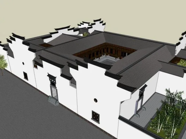 Sketchup Residential Model | Huizhou style residential buildings, Chinese style