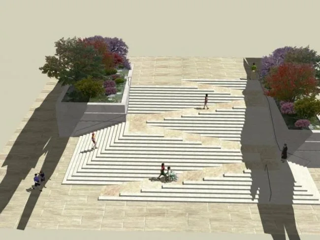 Sketchup Landscape Model | Step Landscape, Modern Style