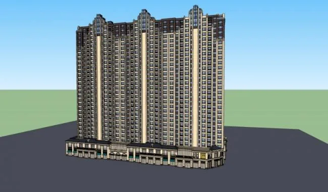 Sketchup Residential Model | High rise residential, ground floor commercial, residential building, classical style