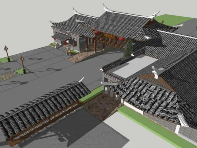Sketchup Ancient Architecture Model | Ancient Architecture, Chinese Style, Multi story Commercial, Entertainment, and Leisure Architecture