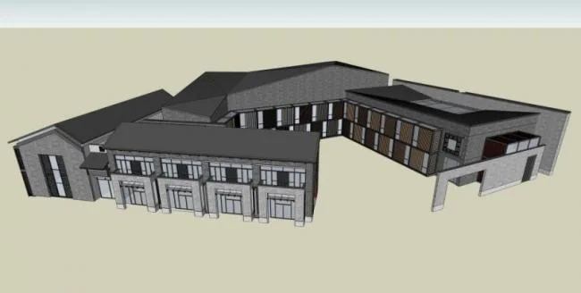 Sketchup Cultural Model | Multi-story Cultural Center, Cultural Architecture, Chinese Style