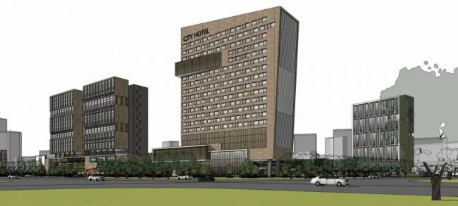 Sketchup Office Model | High Rise Office Area, Bottom Floor Commercial, Modern Style