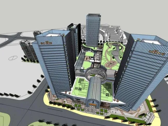 Sketchup Business Model | High rise office buildings, shopping centers, commercial spaces, complexes, modern style