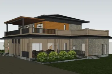 Modern Chinese-Style Solo Villa SketchUp Model-BIM WORLD