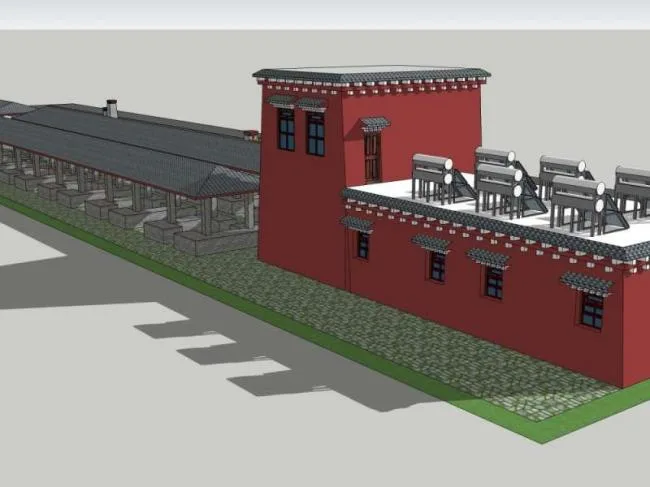 Sketchup Station Road and Bridge | Multi story Post Station, Modern Chinese Style