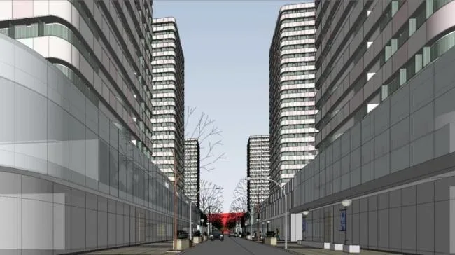 Sketchup Residential Model | High rise apartment residential, ground floor commercial, modern style, residential building