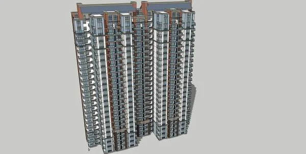 Sketchup Residential Model | High rise residential building, modern style, 24 floors