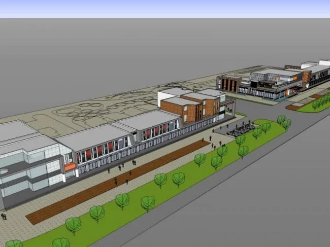 Sketchup Business Model | Multi story Commercial Block, Modern Style