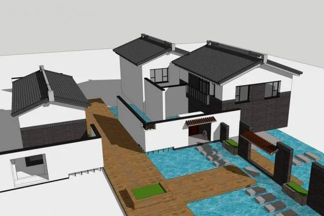 SketchUp Model of a Chinese-Style Solo Villa