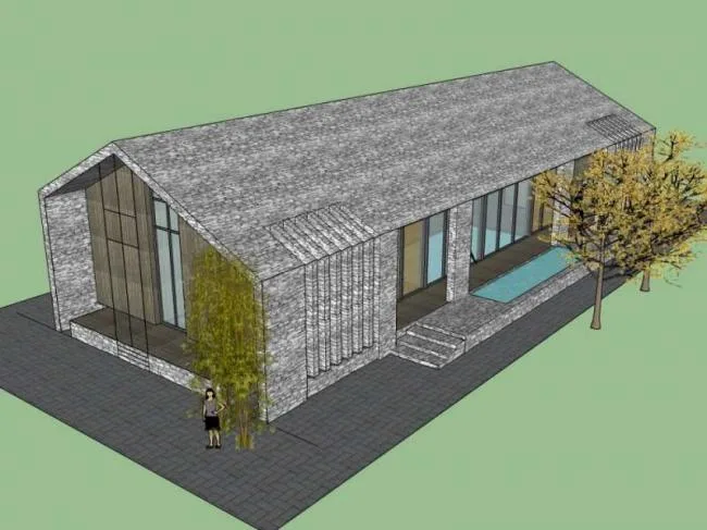 Sketchup Residential Model | Residential, Sloping Roof, Modern Style