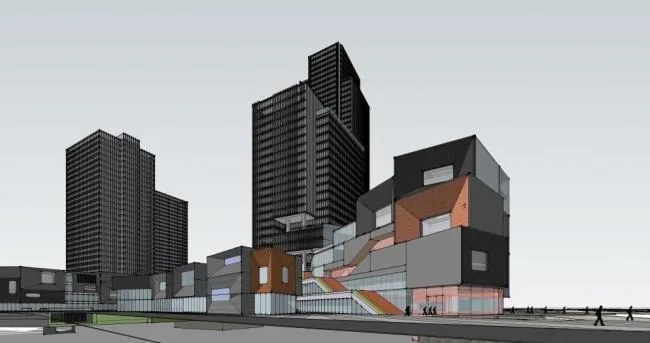Sketchup Complex Model | Multi story High rise Mixed Commercial Complex, High rise Office Building, Modern Style