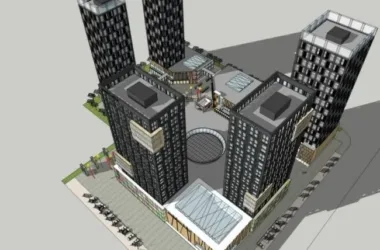 SketchUp Complex Model: Multi-Story Commercial, Residential, and Office Building in Modern Style-BIM WORLD