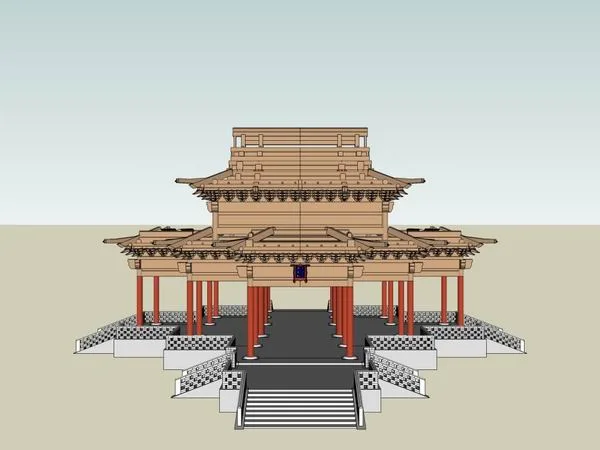 Sketchup Ancient Architecture Model | Multi story Light Hall Beam Architecture, Chinese Style, Ancient Architecture