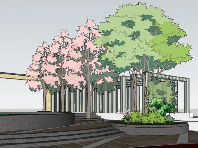 Sketchup Landscape Model | Entrance Landscape, Square Landscape, Modern Style