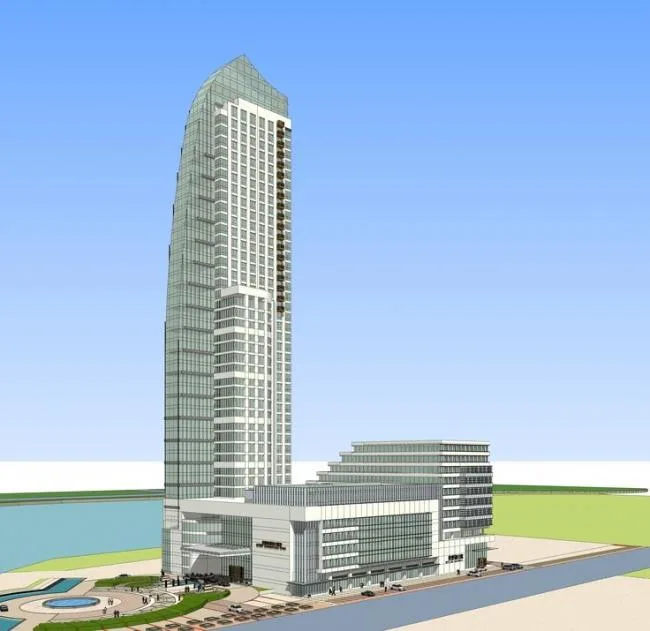 Sketchup Hotel Model | Makino Lake International Hotel, super high-rise, office, modern style